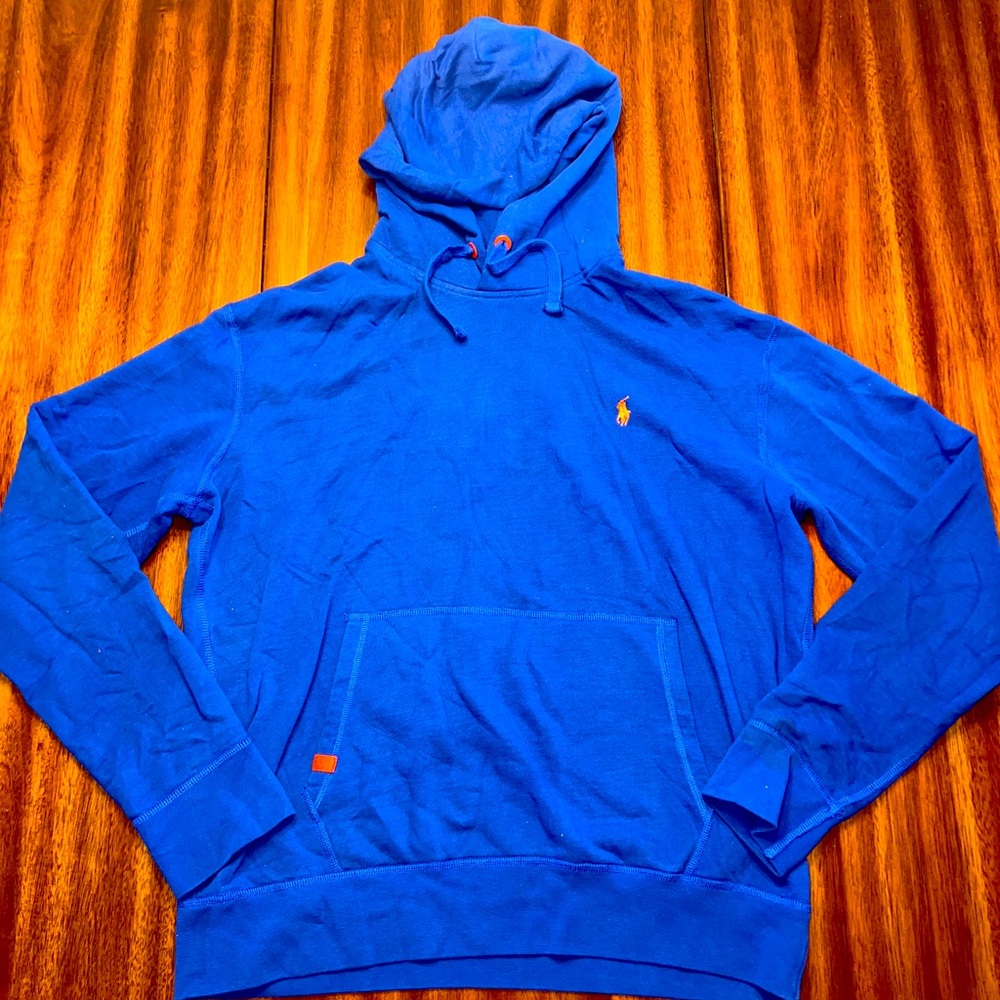 Polo Ralph Lauren Performance Blue/Orange Pony Pullover Hoodie Size XL
